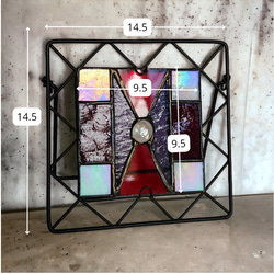 ステンドグラスパネル　ミニオブジェ　インテリアアイテム　一点物　プチギフト　誕生日プレゼント　送料無料 4枚目の画像