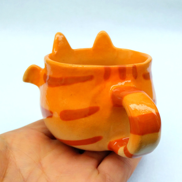 ハロウィンこうもりトラ猫デミタスカップ８０ｍｌ　にゃんこ陶器　受注制作 7枚目の画像