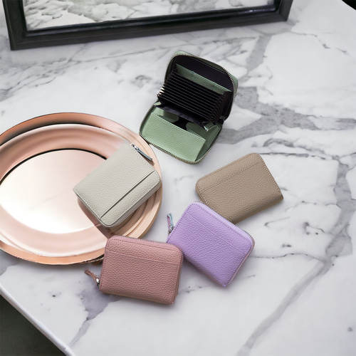 全9色】 鍵入れ付き ミニ財布 イタリアンレザー 本革 二つ折り財布