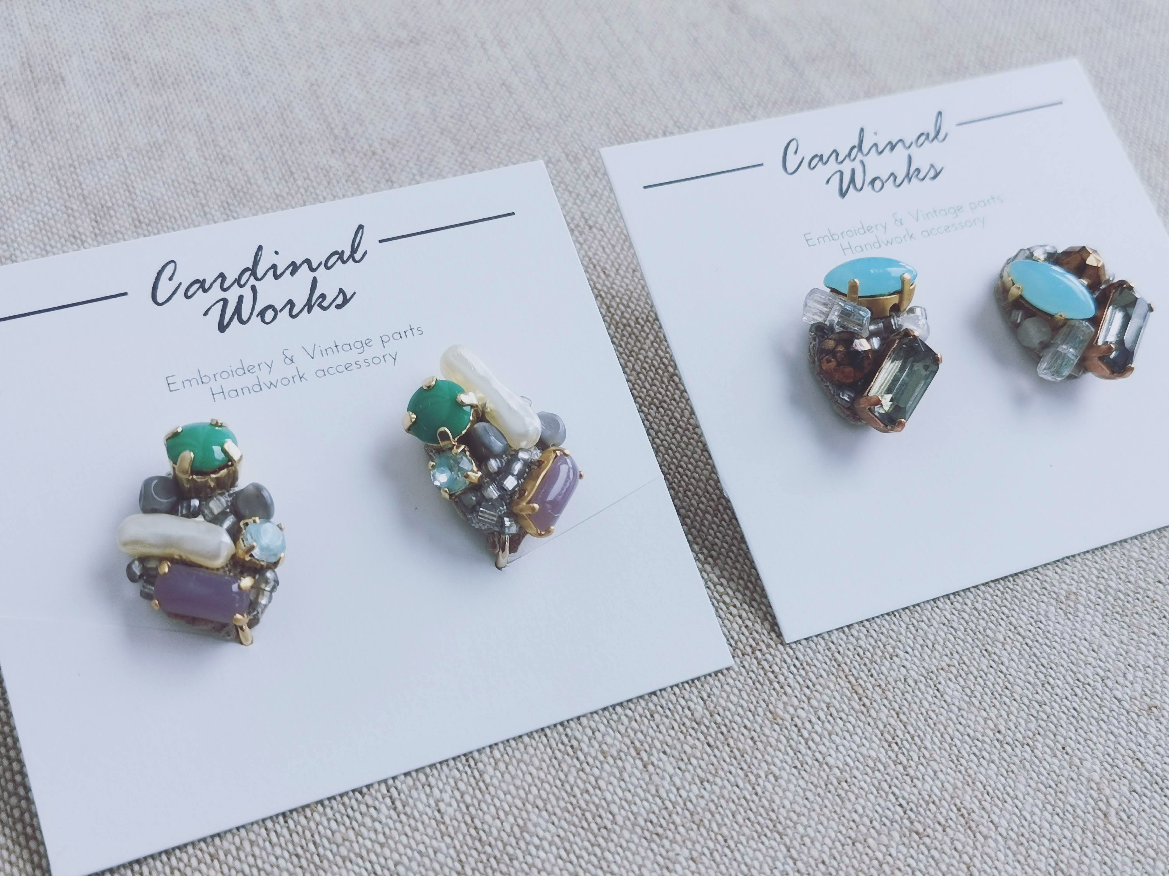 Item No.810（vintageラインストーンピアス・イヤリング/受注制作）