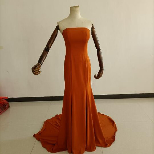 人気上昇！カラードレス テラコッタ色 取り外しオフショルダー袖  