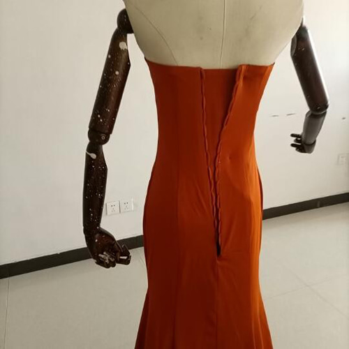 人気上昇！カラードレス テラコッタ色 取り外しオフショルダー袖  