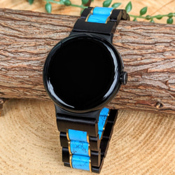 [木錶帶]EINBAND Google Pixel Watch 天然木錶帶 綠松石 x 烏木 第2張的照片