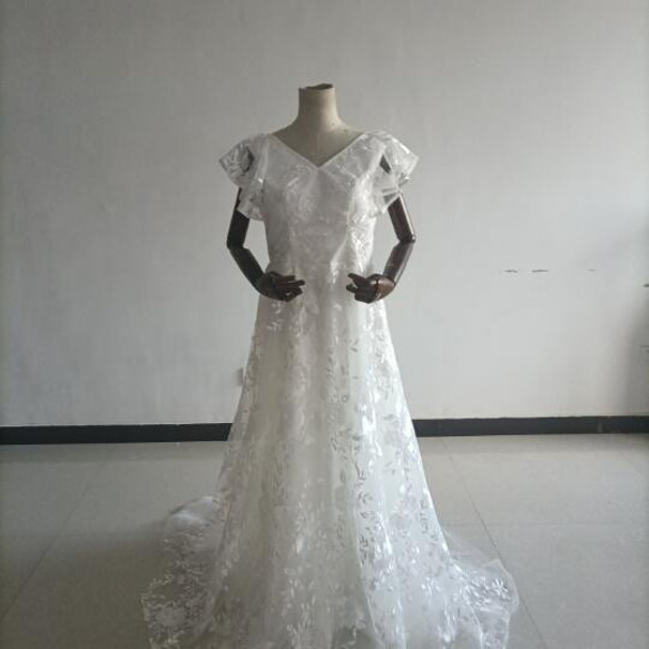 フォーマル/ドレス高品質！ ウエディングドレス 3D立体レース刺繍 前撮り 人気上昇