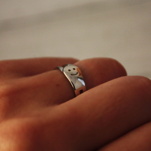 おもしろ系 にこにこブリッジリング スマイル 指輪 オープンリング