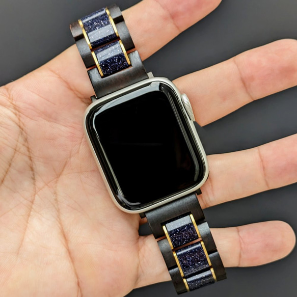 [木錶帶]EINBAND Apple Watch 天然木錶帶 20 mm 藍砂岩 x 烏木 第5張的照片