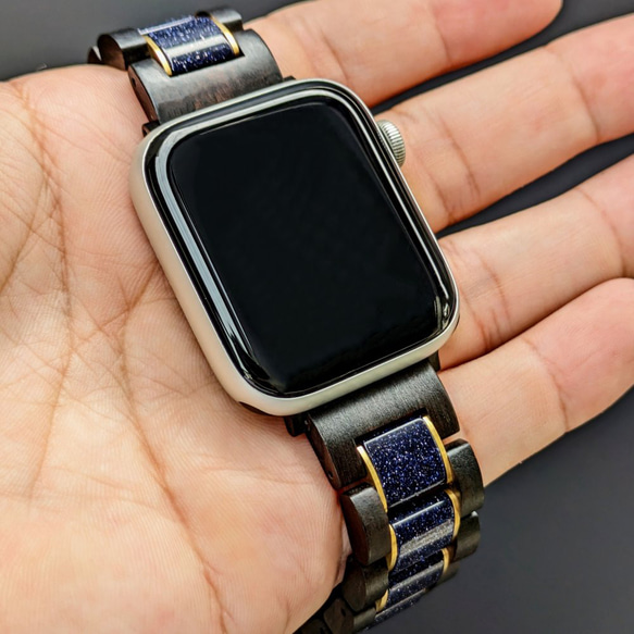 [木錶帶]EINBAND Apple Watch 天然木錶帶 20 mm 藍砂岩 x 烏木 第4張的照片