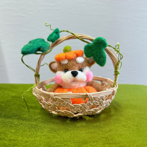 羊毛フェルト ハロウィン柴犬 かぼちゃ 羊毛フェルト toiro 通販