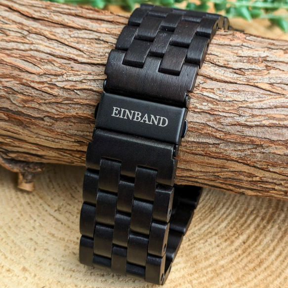 【木製腕時計】EINBAND Meteor 自動巻き木製腕時計 エボニーウッド マザーオブパール文字盤 46mm 3枚目の画像