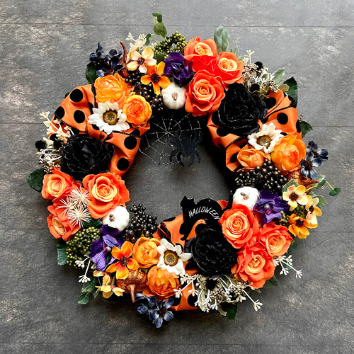 ✤ ✤ ハロウィンリース♬  造花  デコレーションリース ✤ ✤ 1b8f010c07d1506fb7589c8718f885