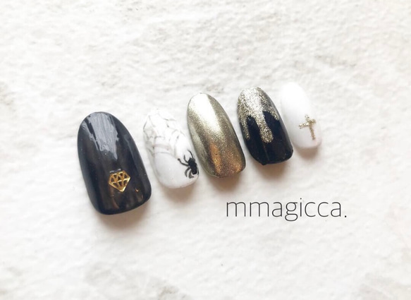 (56) ネイルチップ/大人/可愛い/ハロウィン/上品/お洒落/ネイルアクセサリー/秋 1枚目の画像