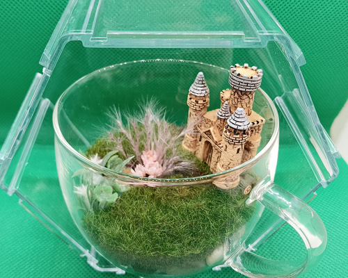 箱庭 グラスの中の小さな世界 森の奥に佇む古城 （透明プラスチック