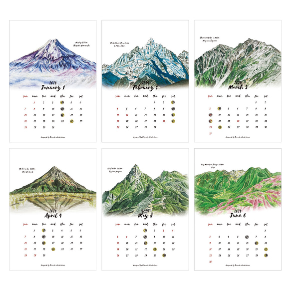 【リフィル】山のカレンダー 2024 A4サイズ 2枚目の画像