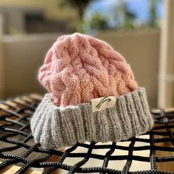 ハンドメイド 多色 ニット帽 耳あて付き緑カーキピンク