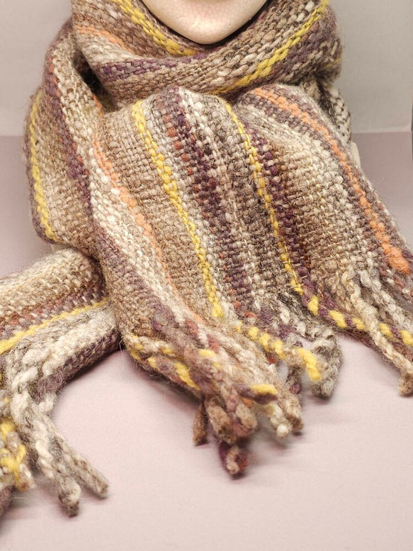 手織り＆手紡ぎ草木染めマフラー 秋の森シリーズ 1 マフラー oribito  