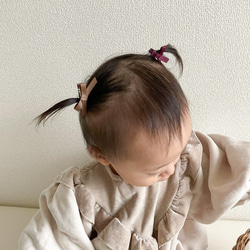 全14色から2つ選べる【クロスリボンクリップ】ベビーヘアアクセ　キッズ 4枚目の画像