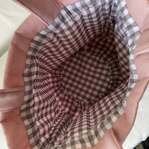 ＊じゅんじゅん様＊ハンドメイド　巾着トート　グラニーバッグ お花の巾着グラニーバッグ マスタード トートバッグ