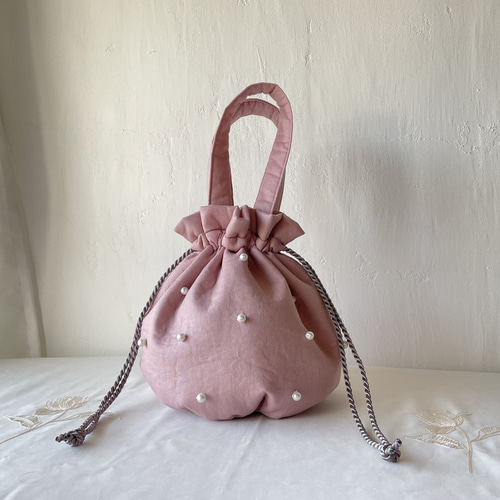 パールのピンク巾着トートバッグ 巾着バッグ oto 通販 16649252