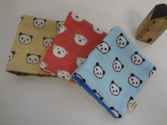 パンダ*やわらかガーゼハンカチ*5枚セット*ハンドメイド はたく