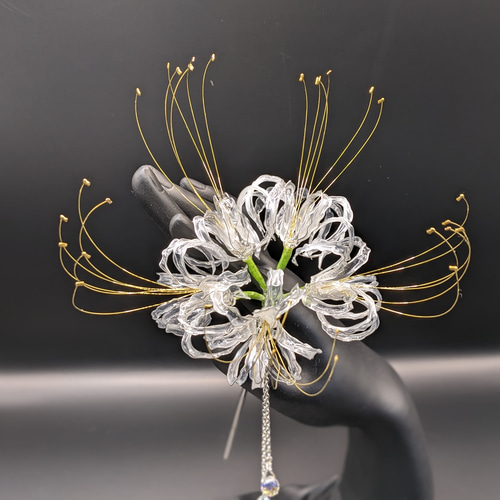 つまみ細工彼岸花ニューバージョン ドール用 髪飾り かんざしオーダー