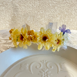 うさぎ用　花冠　リボンクラウン　デイジー　黄色 2枚目の画像