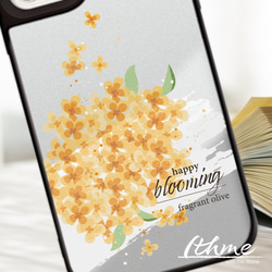 ミラー / blooming ★ 名入れ可【スマホケース・耐衝撃グリップミラーケース iphone カバー・金木犀・花】 1枚目の画像
