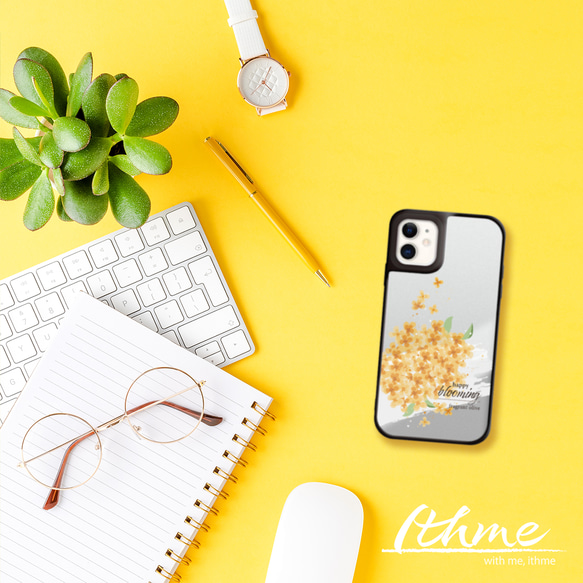 ミラー / blooming ★ 名入れ可【スマホケース・耐衝撃グリップミラーケース iphone カバー・金木犀・花】 8枚目の画像