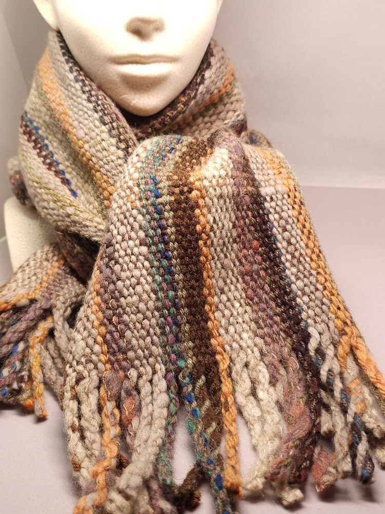 手織り＆手紡ぎ草木染めマフラー　秋の森シリーズ　３