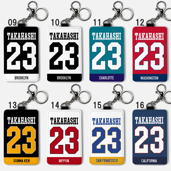 オーダーメイド 名入れ 名前入れ カードケース　パスケース バスケ NBA 背番号 ユニフォーム 色 卒団 卒部 4枚目の画像