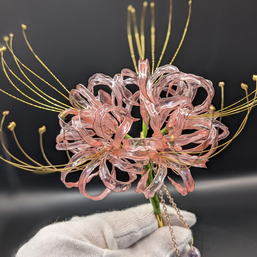 つまみ細工彼岸花ニューバージョン　ドール用　髪飾り　かんざしオーダーページ つまみ細工彼岸花ニューバージョン ドール用 髪飾り かんざし