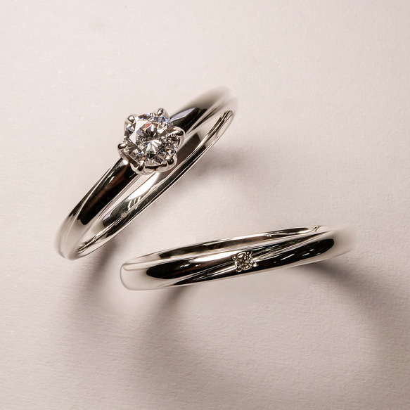 【結婚指輪 マリッジリング ペアリング】指輪 モアサナイトリング 結婚 婚約 ペア セットリング シンプル 結婚指輪 2枚目の画像
