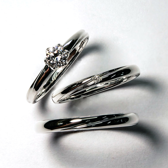【結婚指輪 マリッジリング ペアリング】指輪 モアサナイトリング 結婚 婚約 ペア セットリング シンプル 結婚指輪 3枚目の画像