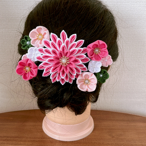 つまみ細工 髪飾り ピンク その他ヘアアクセサリー つまみ細工 つまみ細工 髪飾り ピンク その他ヘアアクセサリー つまみ細工