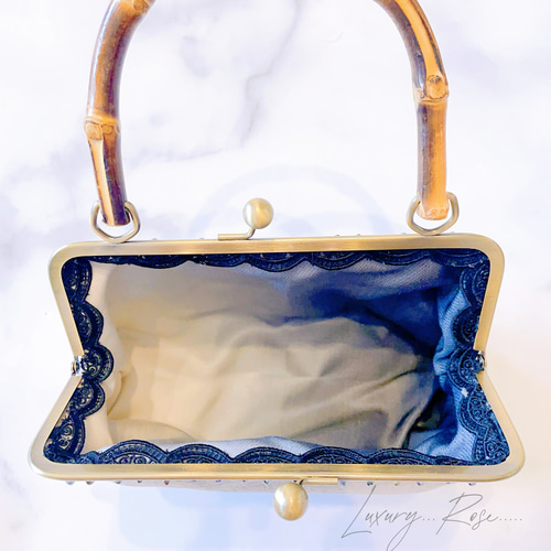 真夜中の神秘的な星屑のグラデーション♡希少上質箔加工高級帯バッグ