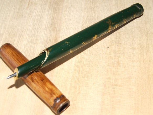 葦のボールペン金箔チラシ緑 1枚目の画像