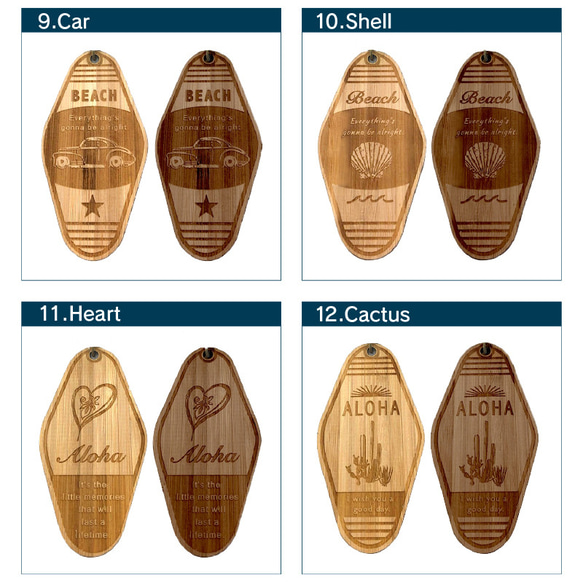 WOOD キータグ 【小】 モーテル キーホルダー 国産竹材 バンブー 木製 ウッドキータグ 世界にひとつだけ ペア 8枚目の画像