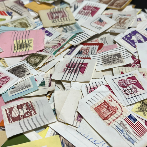 未使用 海外切手 世界各国 100枚 大型中心 コラージュ 外国