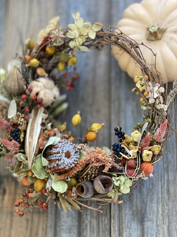 2024 秋の木の実リース ドライフラワーリース フラワーギフト