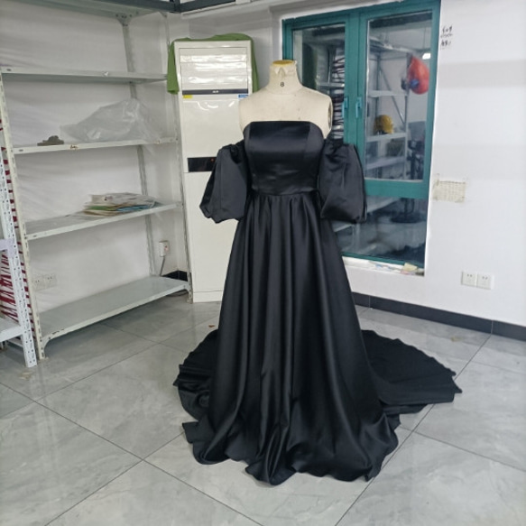 黒ドレス　ウェディング　パーティー　2次会　前撮り　タイト カラードレス ミモレドレス パーティードレス ブラック