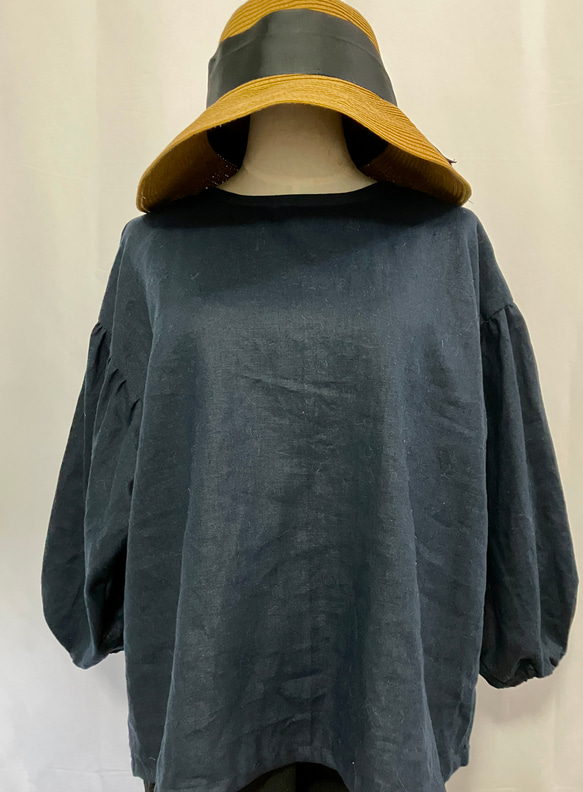 ラミーリネン100%バルーン袖プルオーバー 2枚目の画像