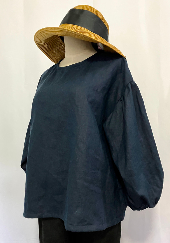 ラミーリネン100%バルーン袖プルオーバー 1枚目の画像