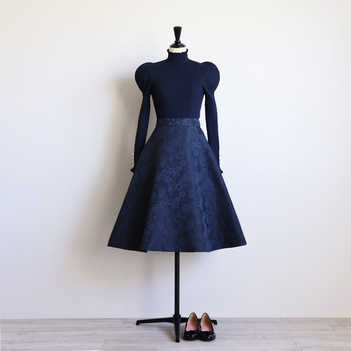 ジョリーミニョン / パフショルダー ハイネックプルオーバー ホールガーメント ホールガーメント パール付き パフショルダープルオーバー