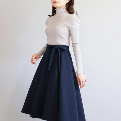 ジョリーミニョン / パフショルダー ハイネックプルオーバー ホールガーメント 完売です！】ホールガーメント パフショルダープルオーバー