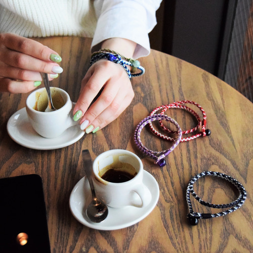 藤三郎X京都あさひ屋 正絹 天然石 手作り ギフト 二重巻 組紐