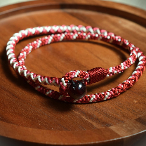 藤三郎X京都あさひ屋 正絹 天然石 手作り ギフト 二重巻 組紐