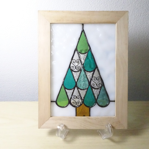 ステンドグラスパネル　クリスマス① ステンドグラス パネル 「クリスマスツリー」D クリスマスツリー YUKKO