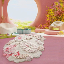 本物のベニワレンラグ-No12 101×140 モロッコ ピンク カーペット 絨毯