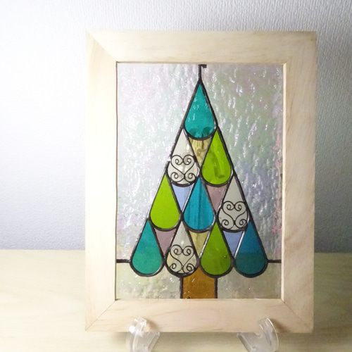 ステンドグラスパネル　クリスマス① ステンドグラス パネル 「クリスマスツリー」C クリスマスツリー YUKKO