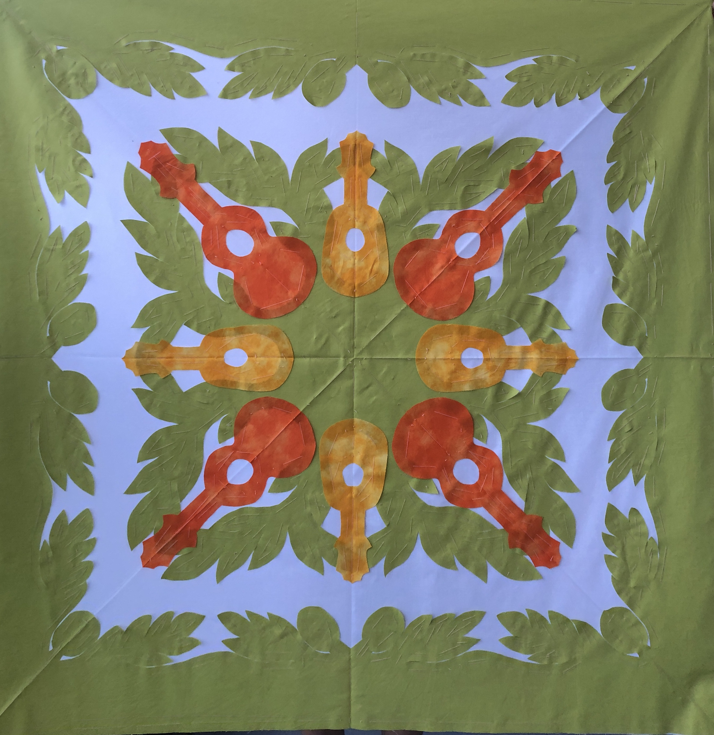 ハワイアンキルト　タペストリー　ウクレレ ハワイアンキルトタペストリー/壁掛け/ウクレレMC : Moana Pua