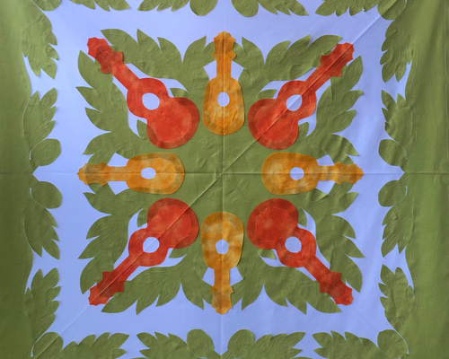 [正規品]タペストリー♡ウクレレ♡105×105♡ブラウン♡ハワイアンキルト whm-heliconia-gr-2.jpg